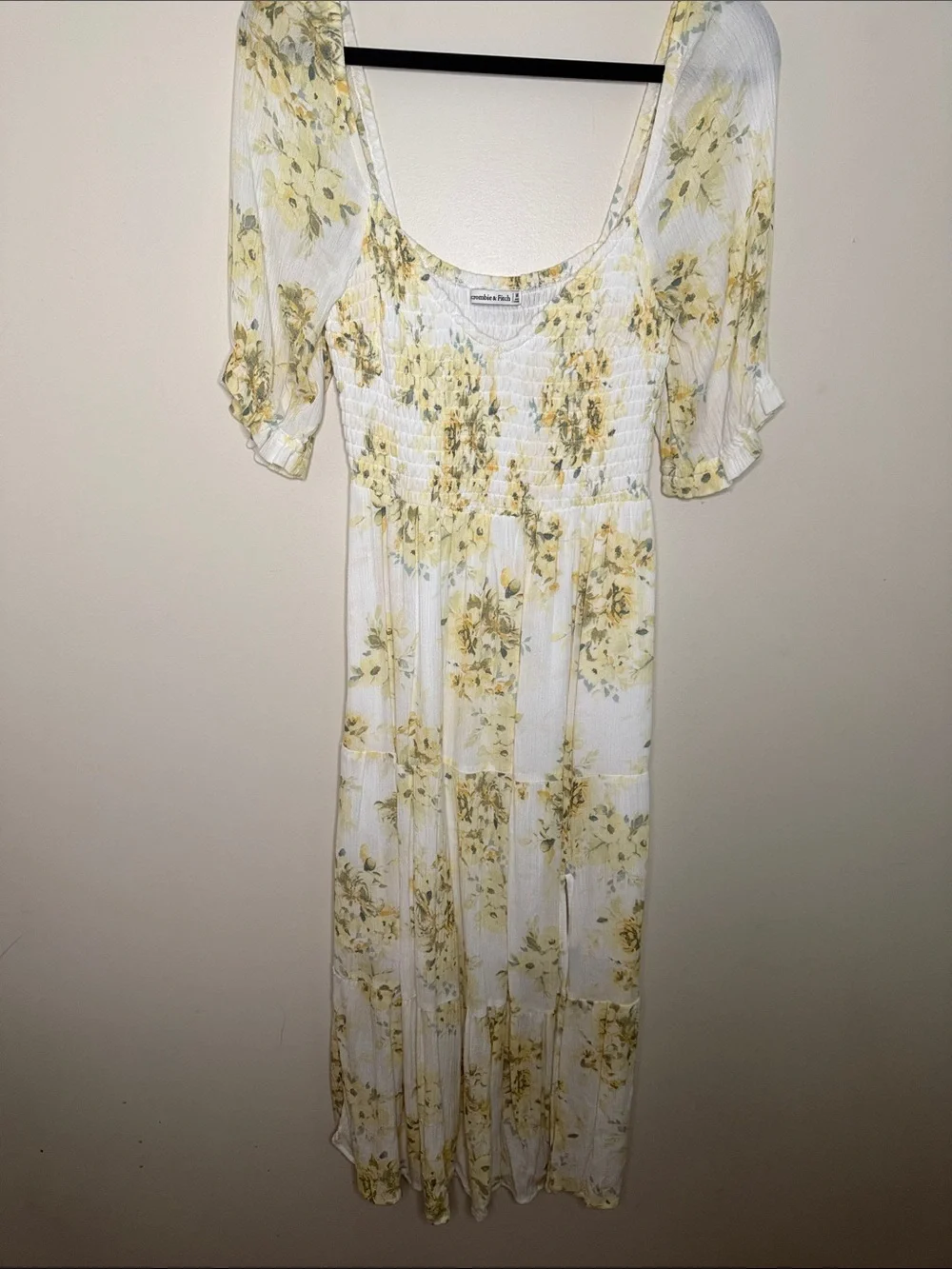 Abercrombie & Fitch White Maxi Dress with Yellow Floral Print